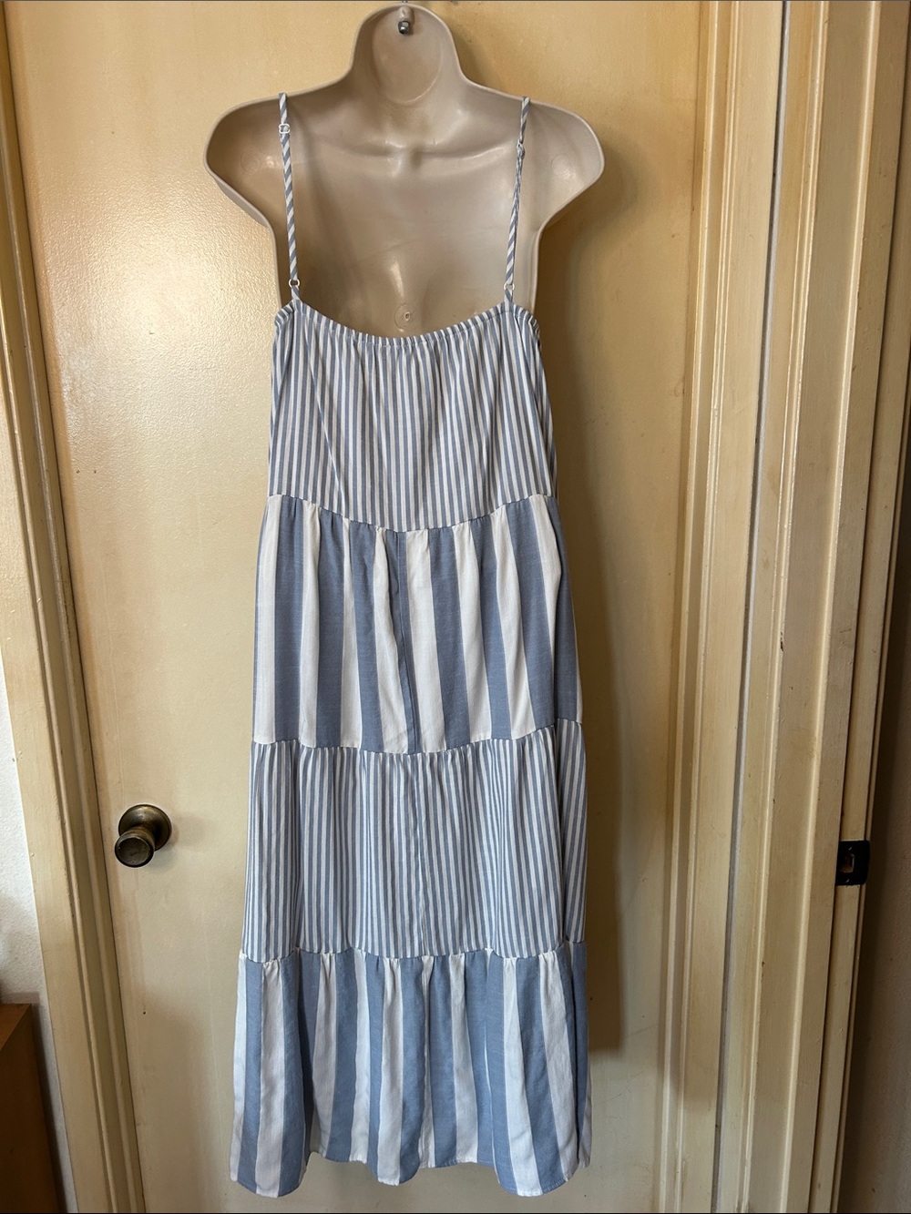 Wishlist Blue and White Striped Tiered Maxi Dress size S - Picture 6 of 11